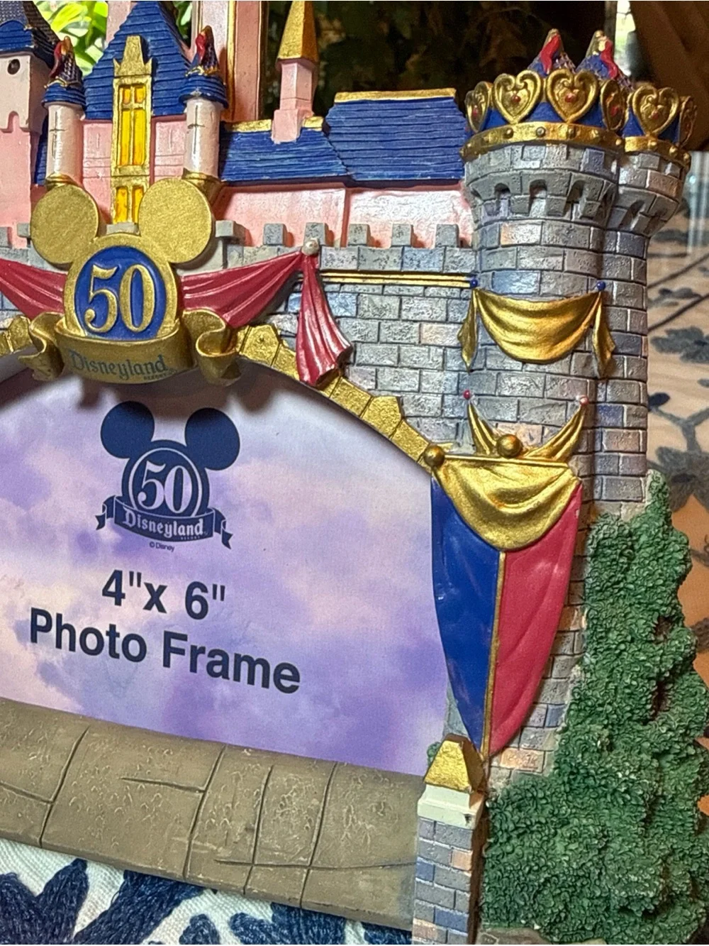Disneyland Photo Frame Castle 50th Anniv Castle 3D 4x6 Cinderella Belle Elsa EUC
